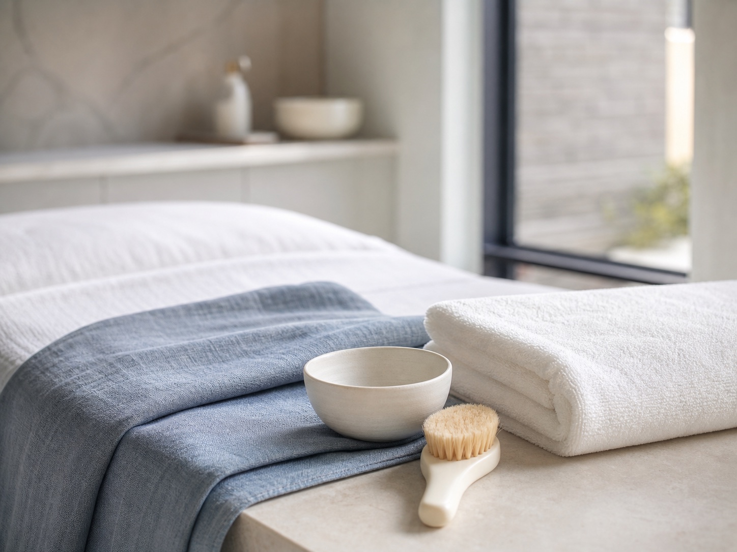 A serene, carefully prepared skincare treatment setting